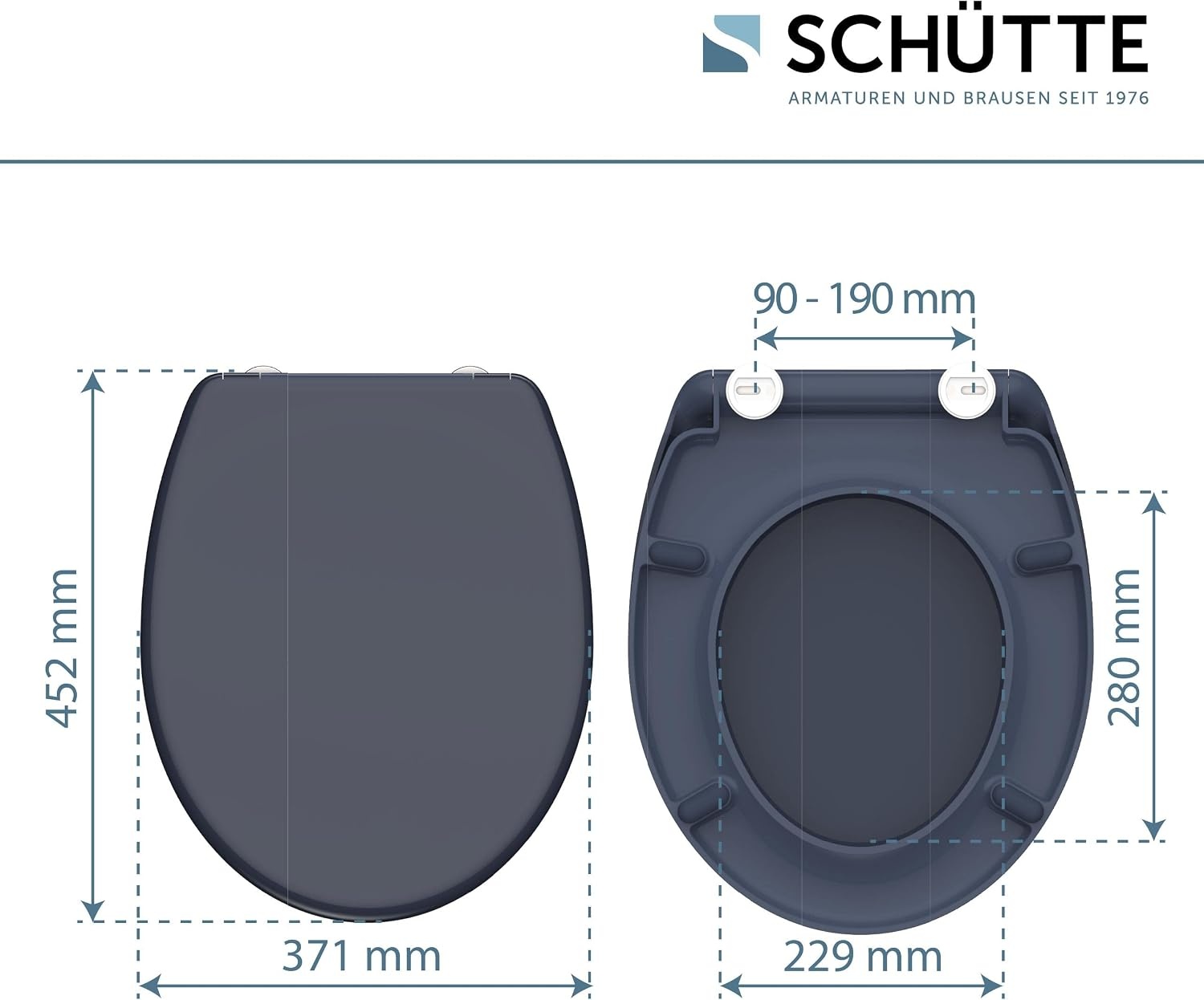 SCHÜTTE Wc-bril Anthraciet met automatische sluiting, toiletdeksel met snelsluiting voor eenvoudige reiniging, Duroplast wc-deksel (max. belasting van de wc-bril 150 kg)