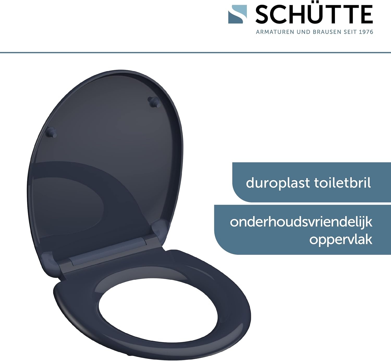 SCHÜTTE Wc-bril Anthraciet met automatische sluiting, toiletdeksel met snelsluiting voor eenvoudige reiniging, Duroplast wc-deksel (max. belasting van de wc-bril 150 kg)
