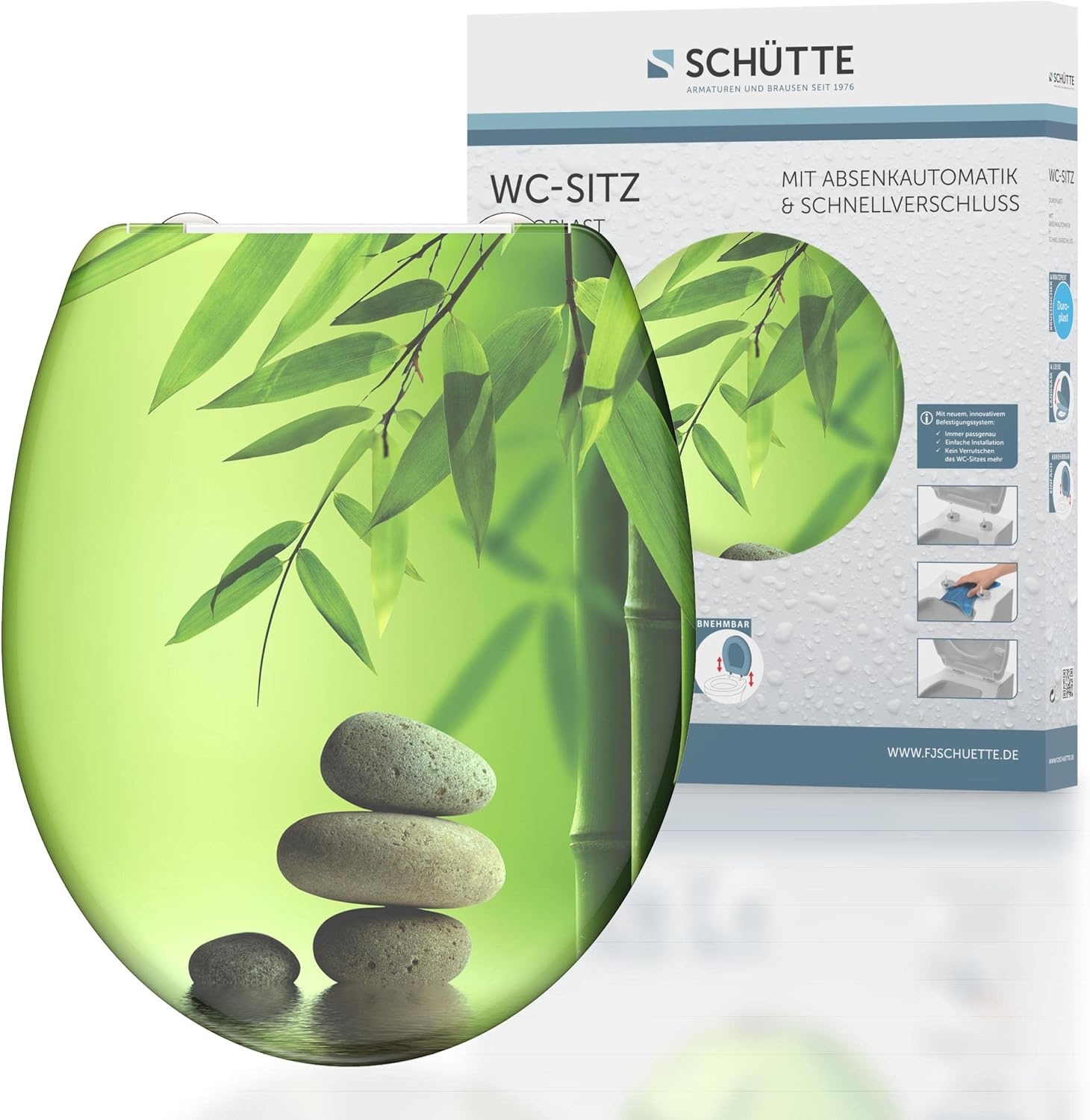 SCHÜTTE Wc-bril Anthraciet met automatische sluiting, toiletdeksel met snelsluiting voor eenvoudige reiniging, Duroplast wc-deksel (max. belasting van de wc-bril 150 kg)
