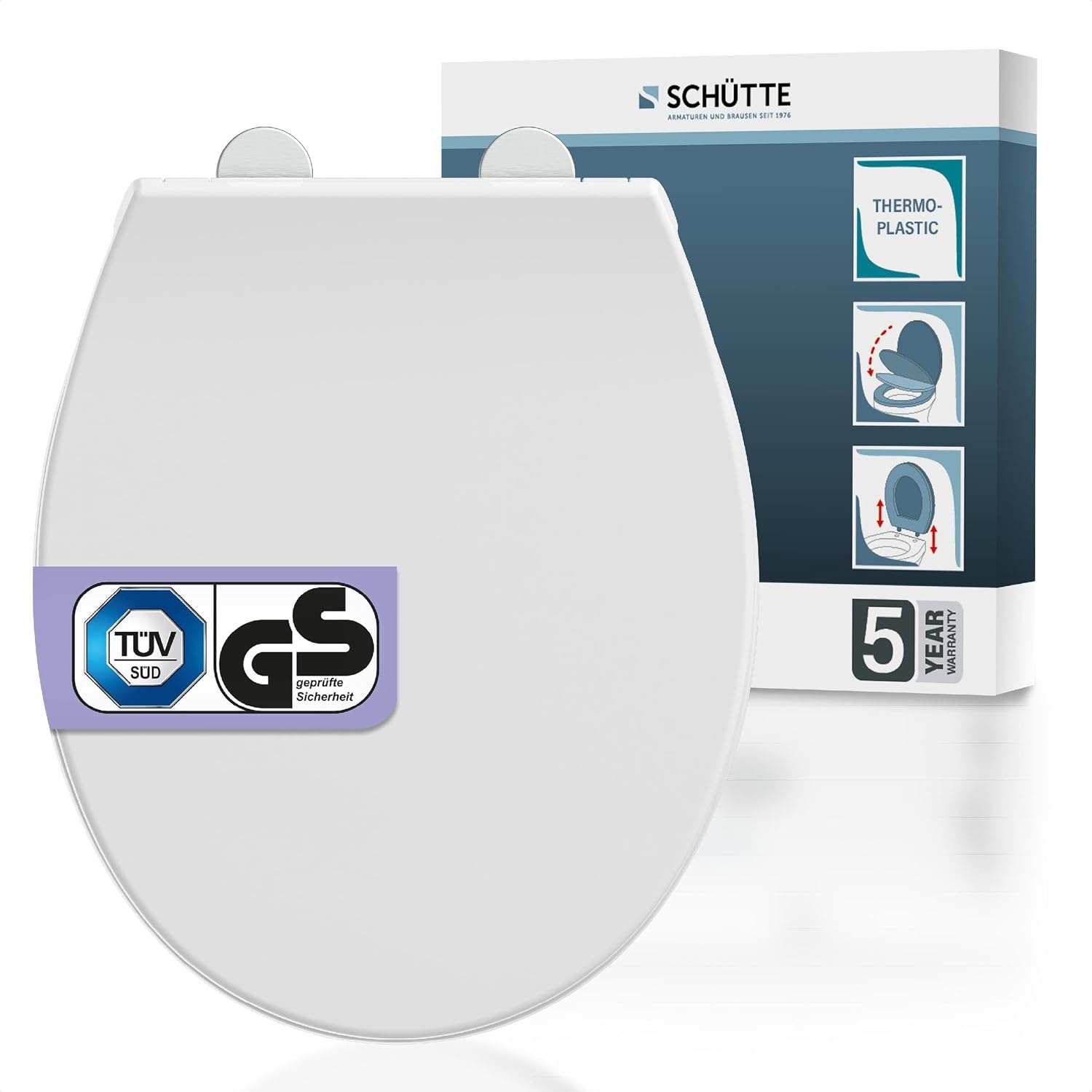 Schütte WC-bril met softclose – Wit – Thermoplast – 44,4 x 37,4 cm