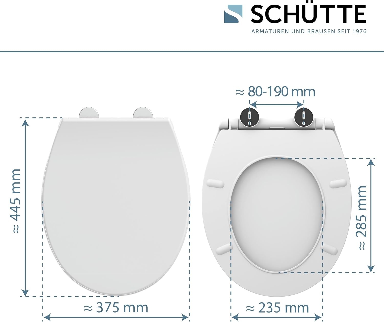 Schütte WC-bril met softclose – Wit – Thermoplast – 44,4 x 37,4 cm