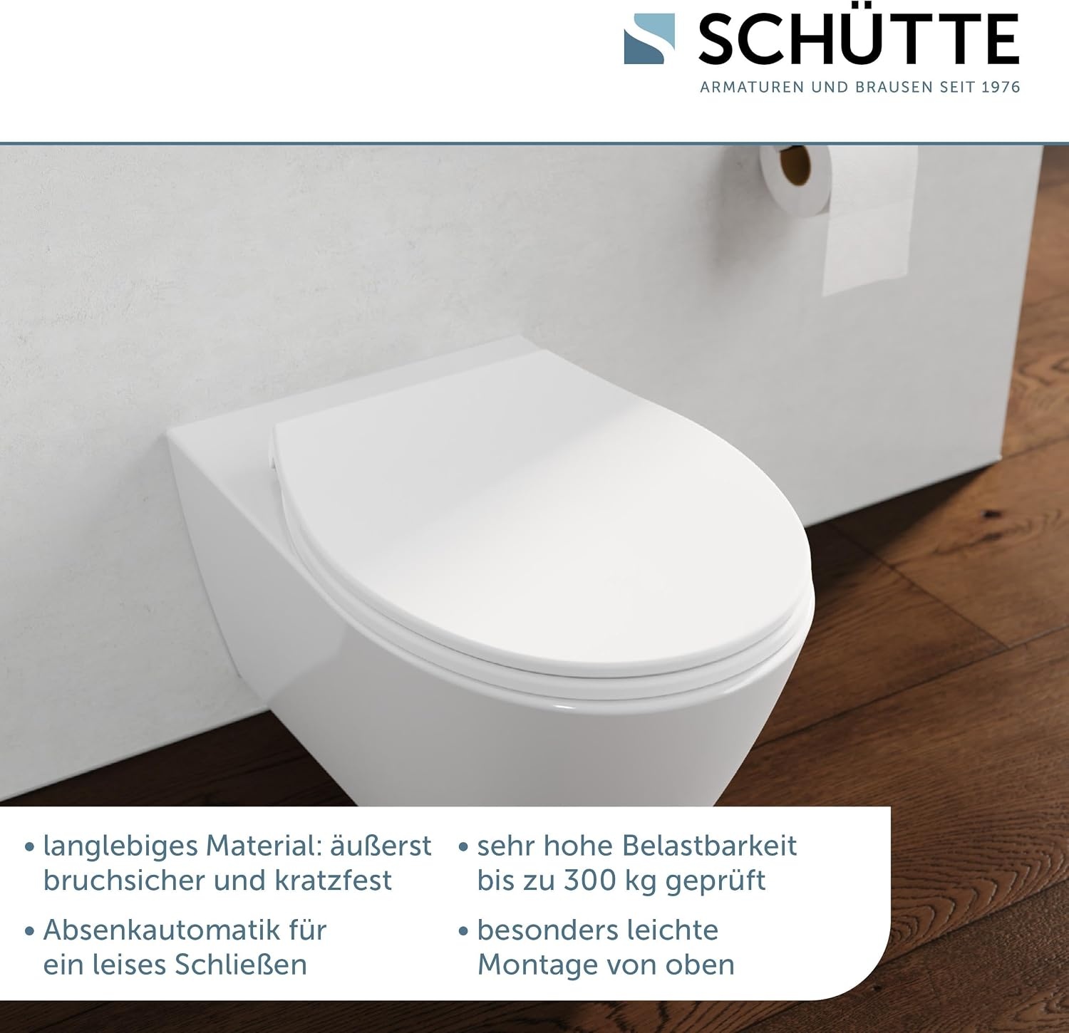 Schütte WC-bril met softclose – Wit – Thermoplast – 44,4 x 37,4 cm