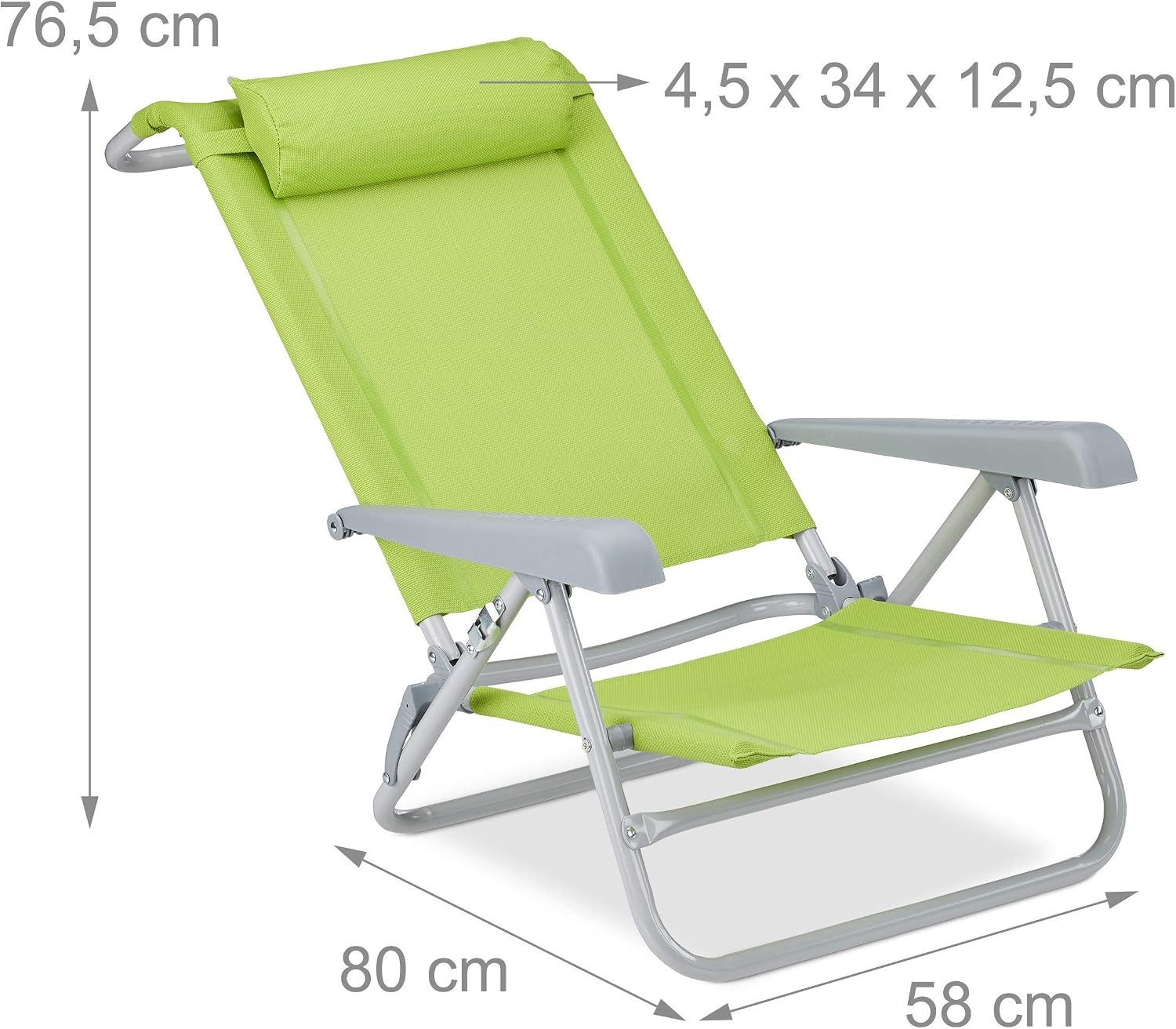 Relaxdays Opvouwbare Ligstoel Groen - Campingstoel met Hoofdsteun en Flessenopener