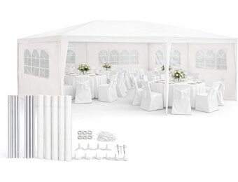 Kinzo Partytent 3x6 m - Tent Paviljoen voor 70 Personen - Tuinpaviljoen met 6 Zijwanden - Tuintent met Nokhoogte 2.5m - Feesttent Waterdicht en UV Bestendig - Wit
