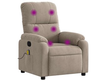 vidaXL Massagestoel microvezelstof taupe