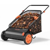 VEVOR Handmatige Gazonveger 66 cm - 26 inch Blad- en Grasverzamelaar met 7 cu. ft. Opvangzak - Zwart/Oranje