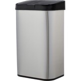 Amazon Basics Afvalbak, 60 liter, rechthoekig, roestvrij staal, met handsfree-bewegingssensor, zwart, zilver