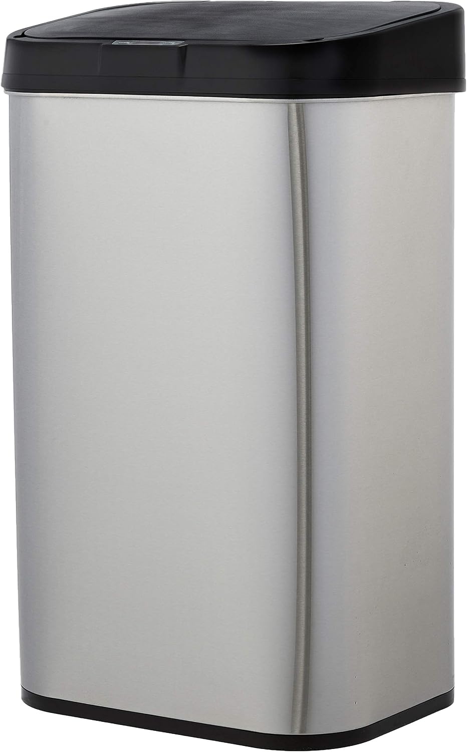 Amazon Basics Afvalbak, 60 liter, rechthoekig, roestvrij staal, met handsfree-bewegingssensor, zwart, zilver