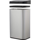 Amazon Basics Afvalbak, 60 liter, rechthoekig, roestvrij staal, met handsfree-bewegingssensor, zwart, zilver
