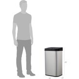 Amazon Basics Afvalbak, 60 liter, rechthoekig, roestvrij staal, met handsfree-bewegingssensor, zwart, zilver