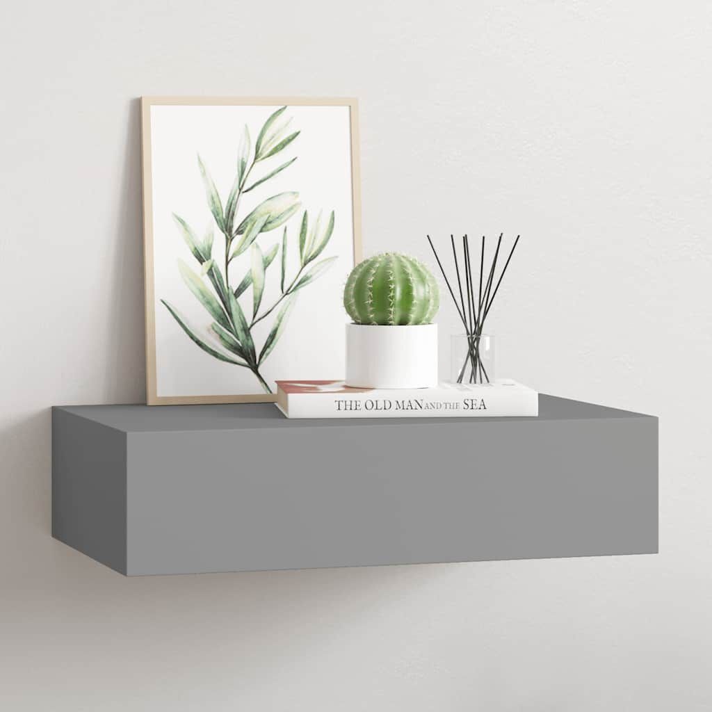 Wandschap met Lade 40 cm Grijs MDF - 83% Korting