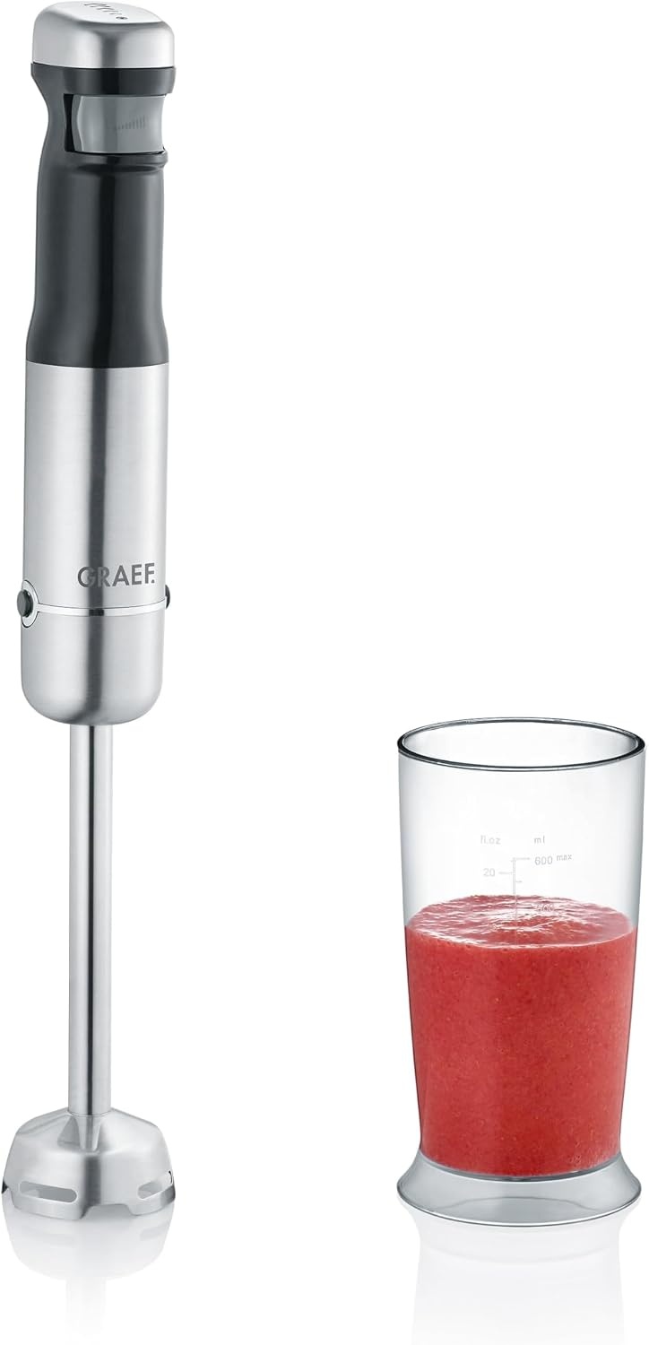 GRAEF. Draadloze accu-staafmixer HB82 | anti-spatfunctie | lithium-ion batterij | BPA-vrij - Maat 25 cm (H) x 5 cm (W) x 5 cm (D)