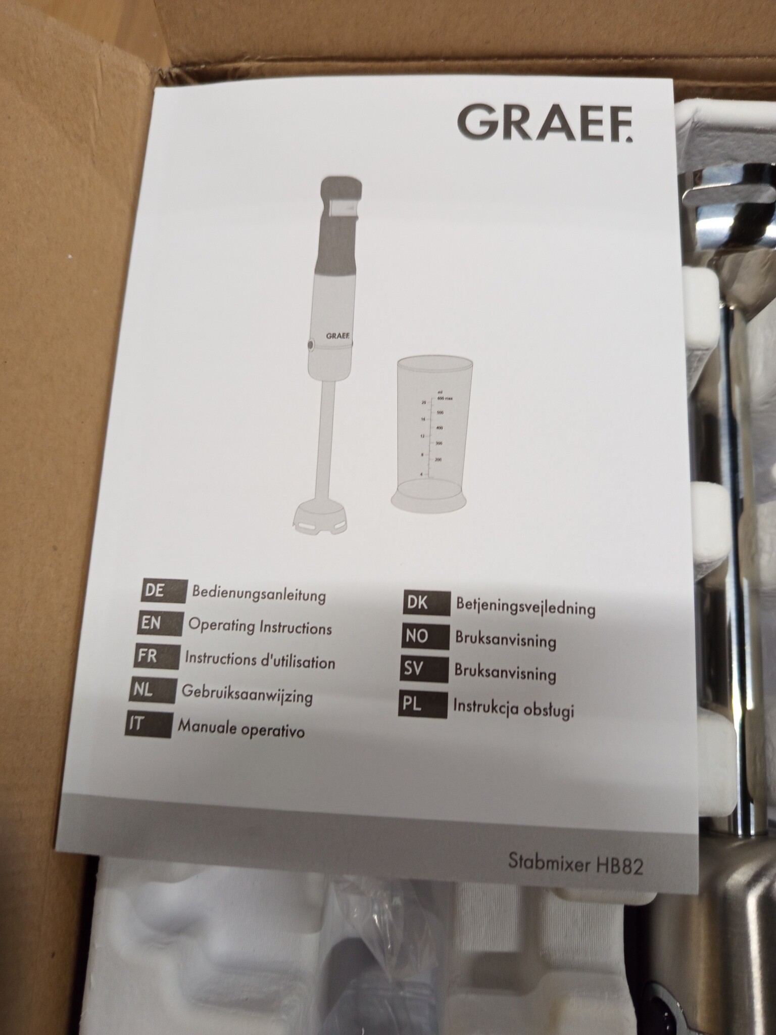 GRAEF. Draadloze accu-staafmixer HB82 | anti-spatfunctie | lithium-ion batterij | BPA-vrij - Maat 25 cm (H) x 5 cm (W) x 5 cm (D)