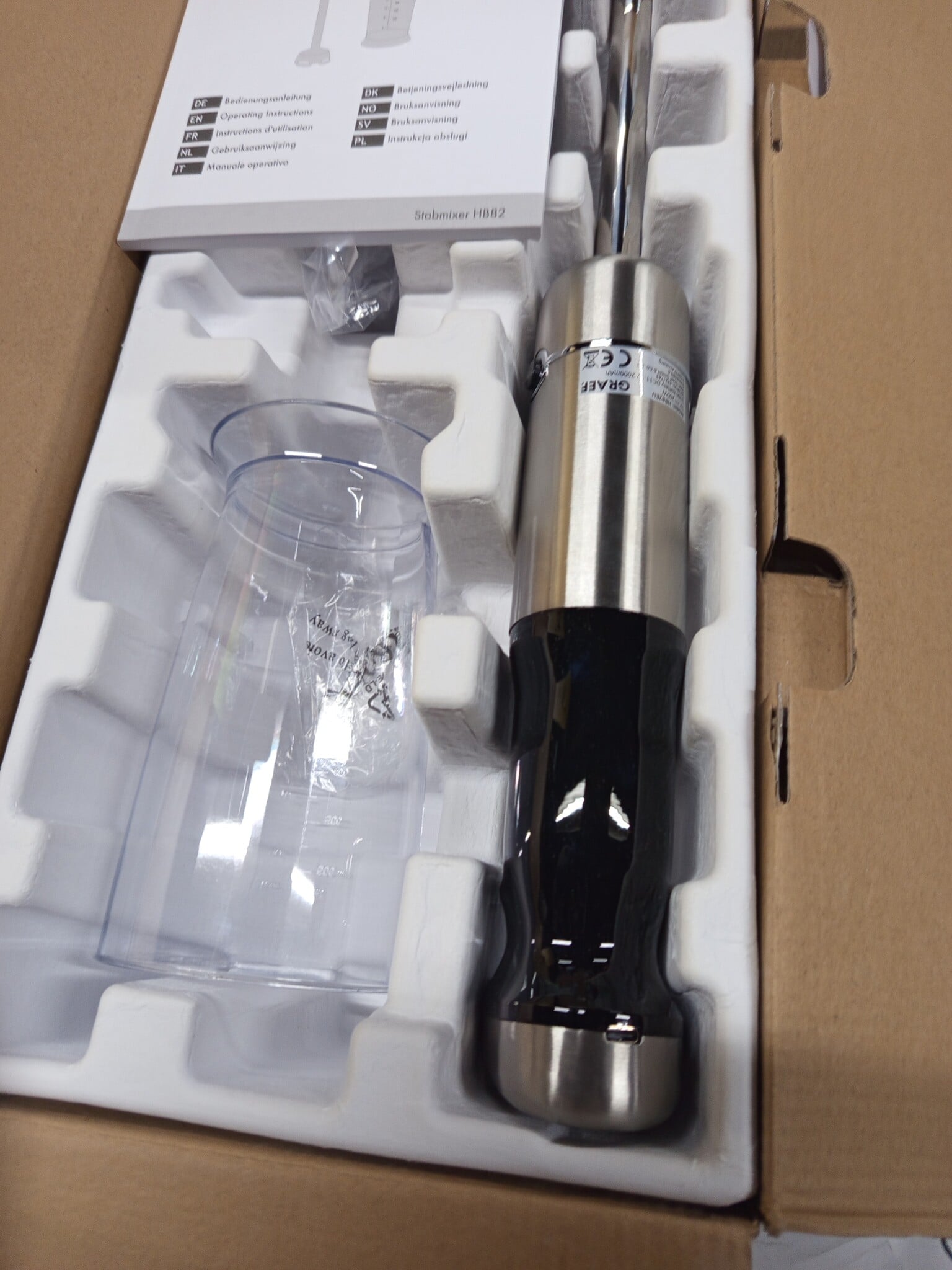 GRAEF. Draadloze accu-staafmixer HB82 | anti-spatfunctie | lithium-ion batterij | BPA-vrij - Maat 25 cm (H) x 5 cm (W) x 5 cm (D)