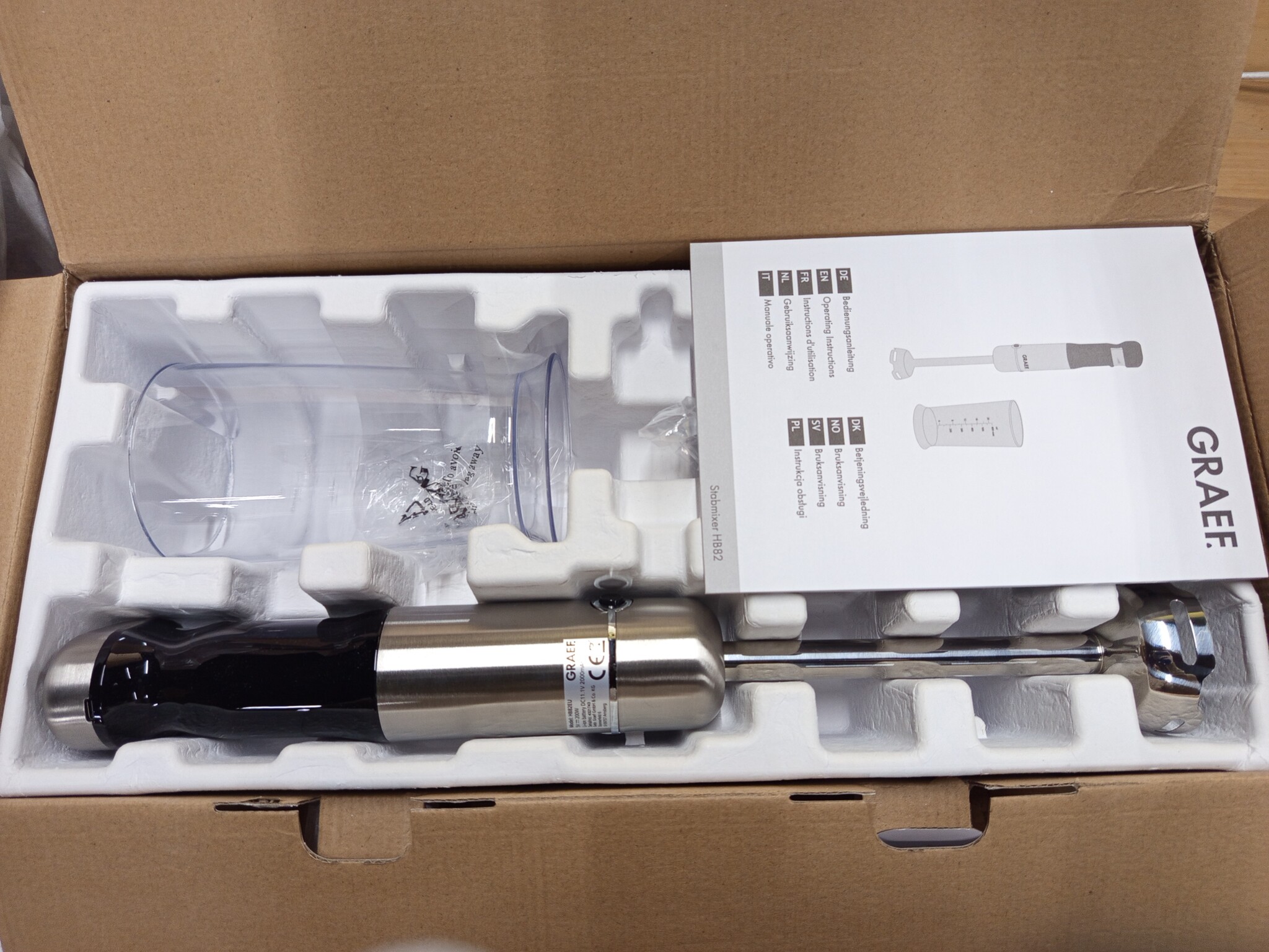 GRAEF. Draadloze accu-staafmixer HB82 | anti-spatfunctie | lithium-ion batterij | BPA-vrij - Maat 25 cm (H) x 5 cm (W) x 5 cm (D)