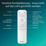 Philips Amigo Plafondventilator LED, Gebogen Bladen in Veilige Dubbele Behuizing, 48 cm Diam., 4400 L, Full-color, Instelbaar Wit Licht 2700 K tot 6500 K, 6 Ventilatorsn., Incl Afstandsbediening, Wit