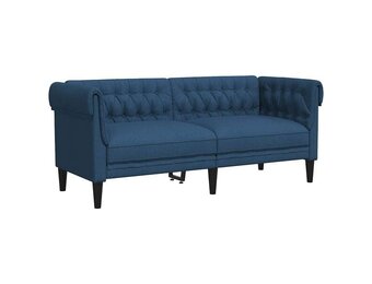 Blauwe Chesterfield Tweezitsbank van Stof - 25% Korting!