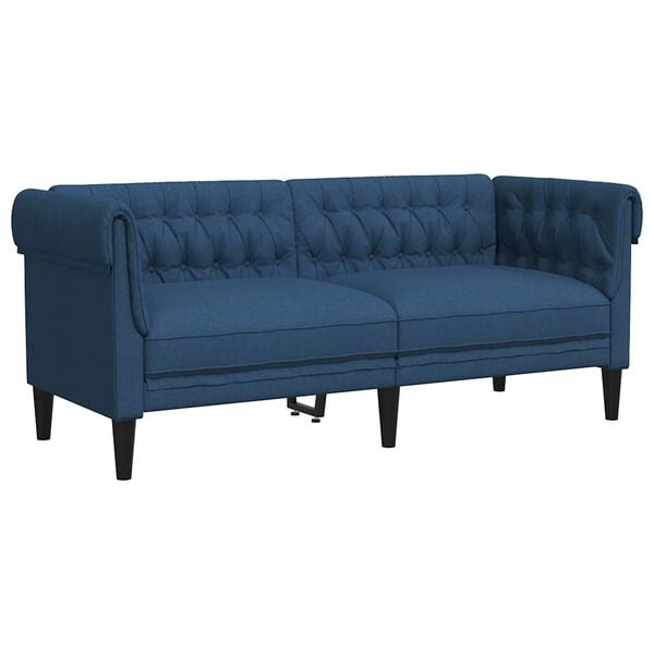 Blauwe Chesterfield Tweezitsbank van Stof - 25% Korting!