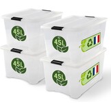 Iris Ohyama Opbergbox met deksel 45 liter - Transparant - Set van 4 stuks