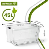 Iris Ohyama Opbergbox met deksel 45 liter - Transparant - Set van 4 stuks