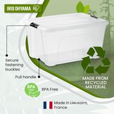 Iris Ohyama Opbergbox met deksel 45 liter - Transparant - Set van 4 stuks