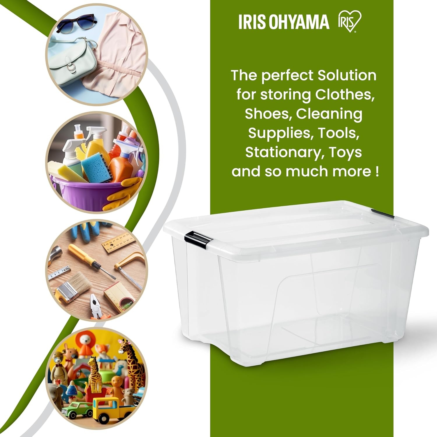 Iris Ohyama Opbergbox met deksel 45 liter - Transparant - Set van 4 stuks