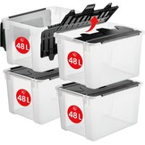Iris Ohyama Opbergbox met deksel 45 liter - Transparant - Set van 4 stuks