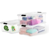 Iris Ohyama Opbergbox met deksel 45 liter - Transparant - Set van 4 stuks