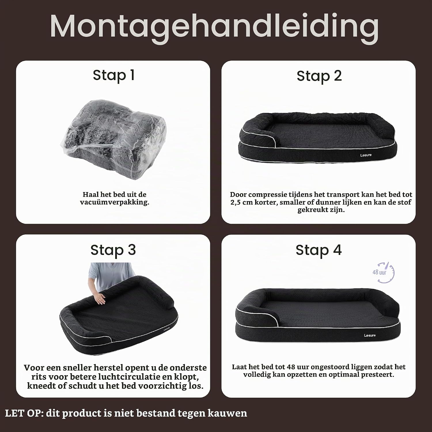 LE SURE RealOrtho™ traagschuim hondenbed groot - orthopedische hondenbank