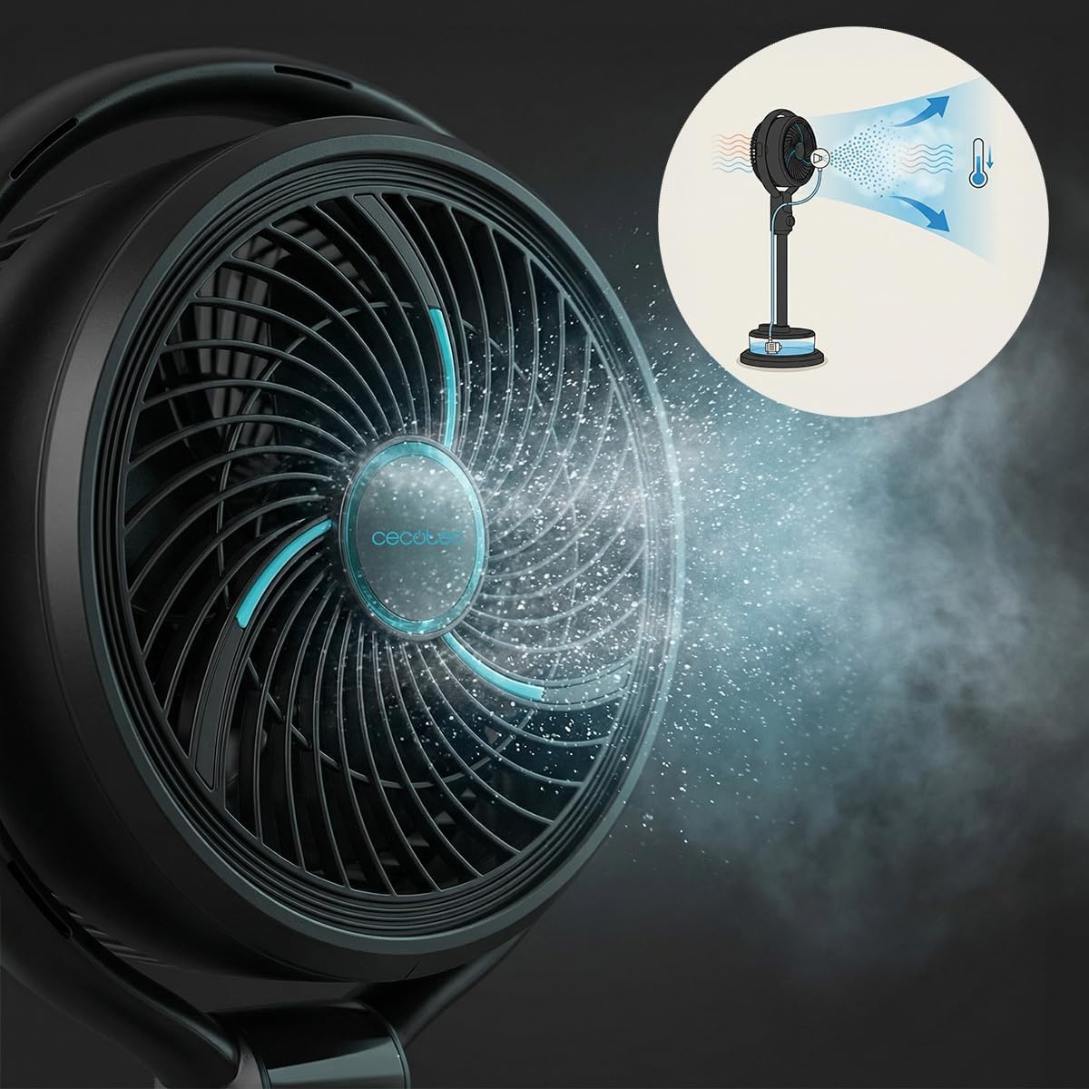 Cecotec EnergySilence 390 Freshessence Ace staande ventilator, 50 W, inhoud 1,65 l, afstandsbediening, 8 snelheden, automatische oscillatie, led-display en timer