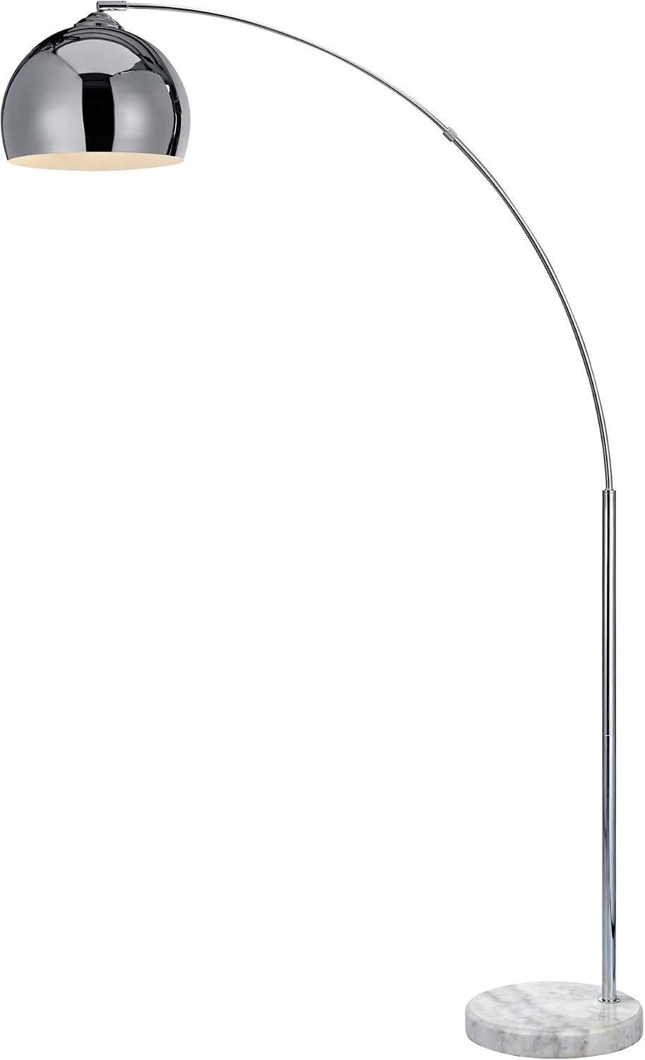 Teamson Home Arquer Booglamp Vloerlamp - Chroom Afwerking Lampenkap - Wit Marmer Baseren
