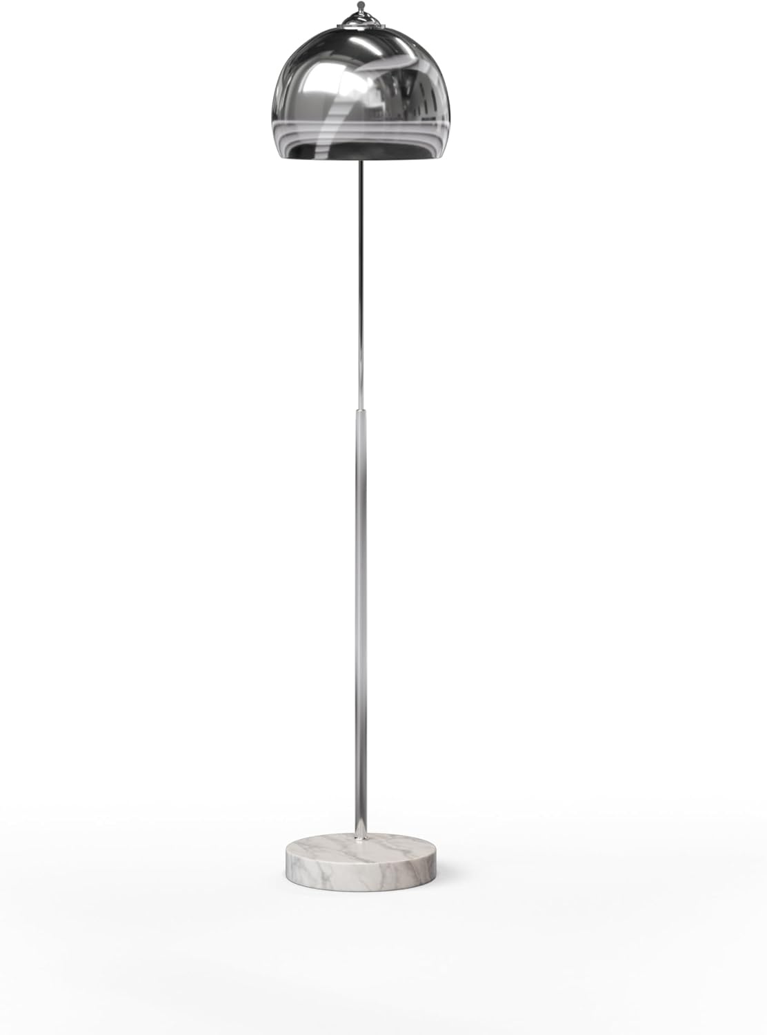 Teamson Home Arquer Booglamp Vloerlamp - Chroom Afwerking Lampenkap - Wit Marmer Baseren