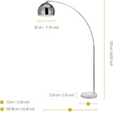 Teamson Home Arquer Booglamp Vloerlamp - Chroom Afwerking Lampenkap - Wit Marmer Baseren