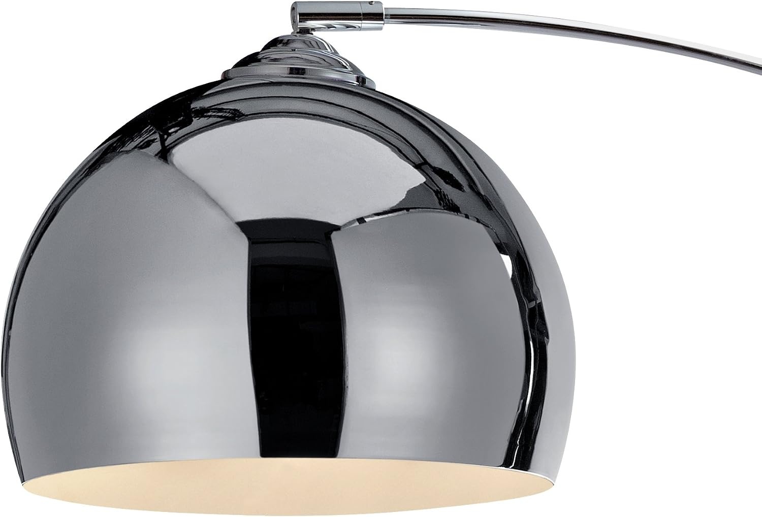 Teamson Home Arquer Booglamp Vloerlamp - Chroom Afwerking Lampenkap - Wit Marmer Baseren