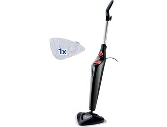 Vileda Steam Plus, Stoombezem, Stoomreiniger voor een hygiënische schoonmaak, Doodt 99,9% van de bacteriën en virussen, Ideaal voor tapijten en vasttapijten, Voor alle vloertypes