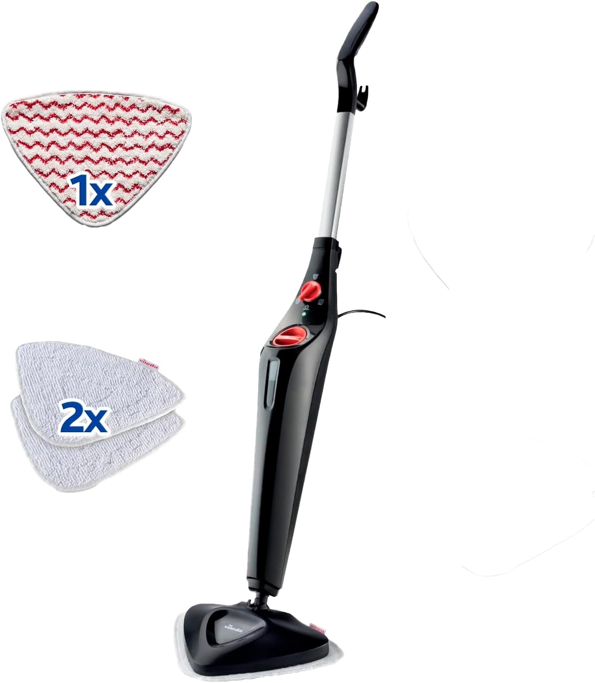 Vileda Steam Plus, Stoombezem, Stoomreiniger voor een hygiënische schoonmaak, Doodt 99,9% van de bacteriën en virussen, Ideaal voor tapijten en vasttapijten, Voor alle vloertypes