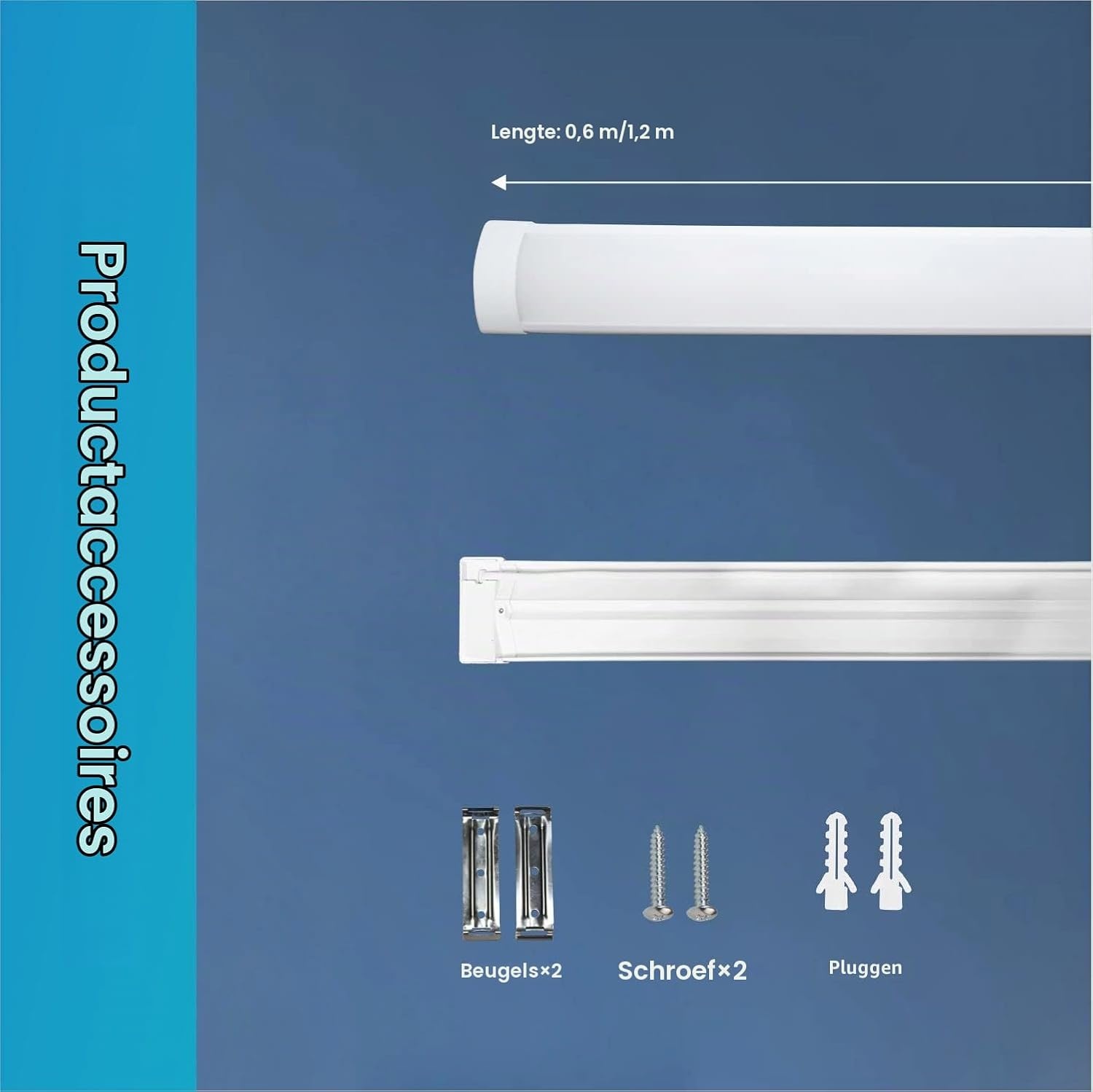 Lot van 2 Neon LED 120cm, LED Strip 32W 3550LM 6500K, LED Tube voor garage, magazijn, parking, kantoor, werkplaats, keukenverlichting.