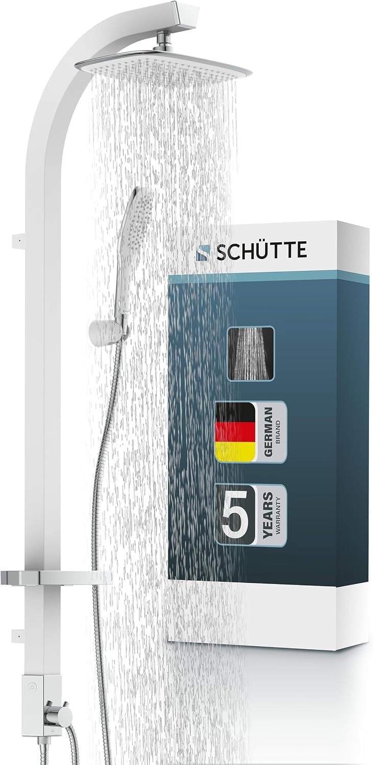 Schütte Madagaskar Douchesysteem met Regendouche - Aluminium - Wit