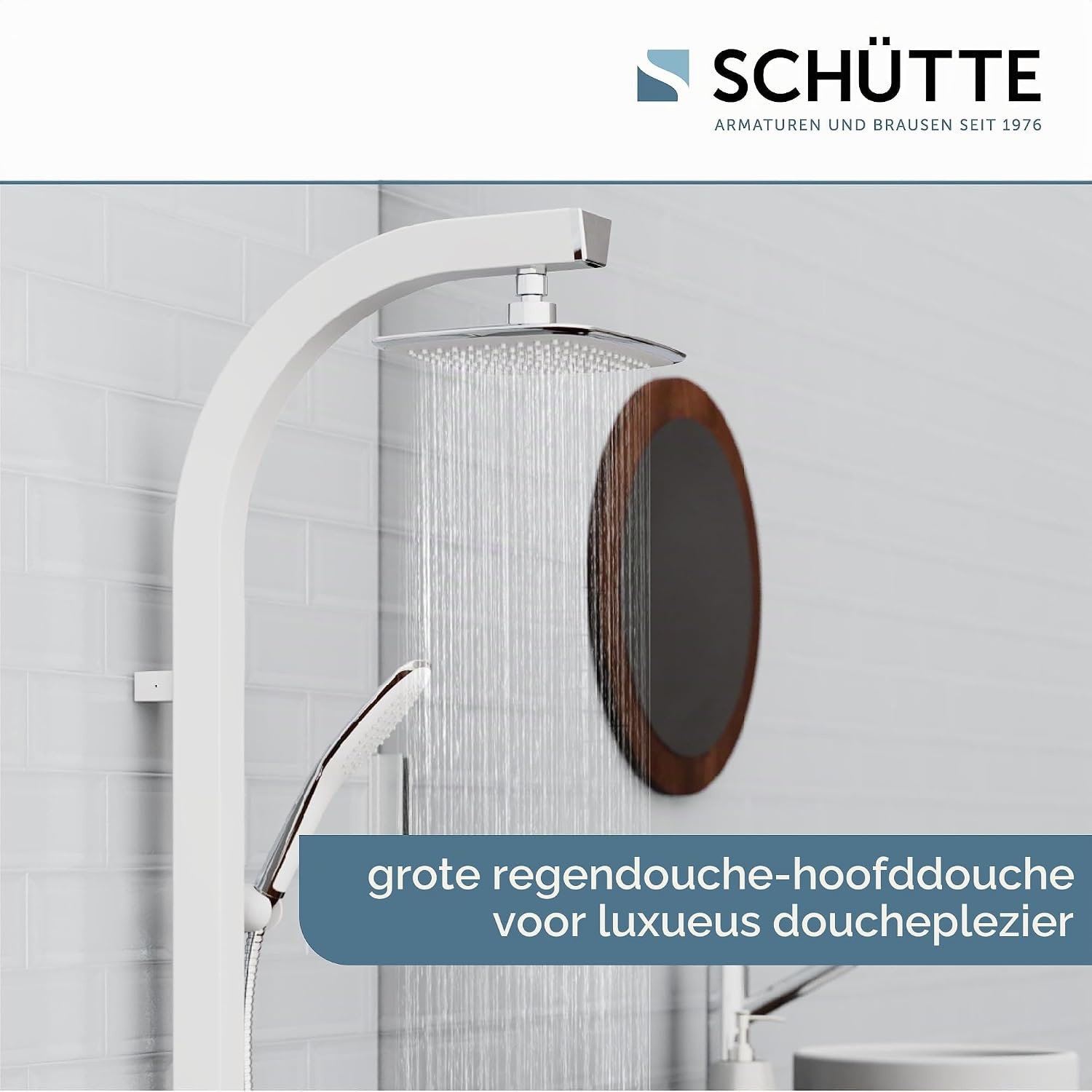 Schütte Madagaskar Douchesysteem met Regendouche - Aluminium - Wit