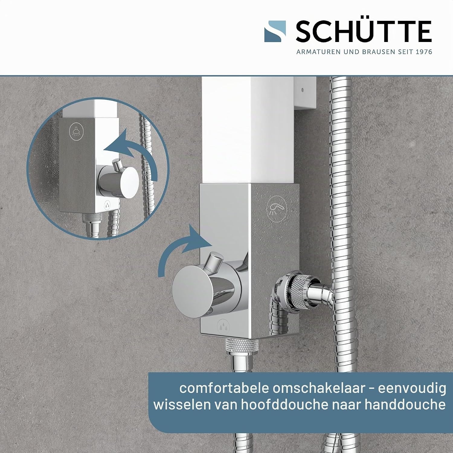 Schütte Madagaskar Douchesysteem met Regendouche - Aluminium - Wit