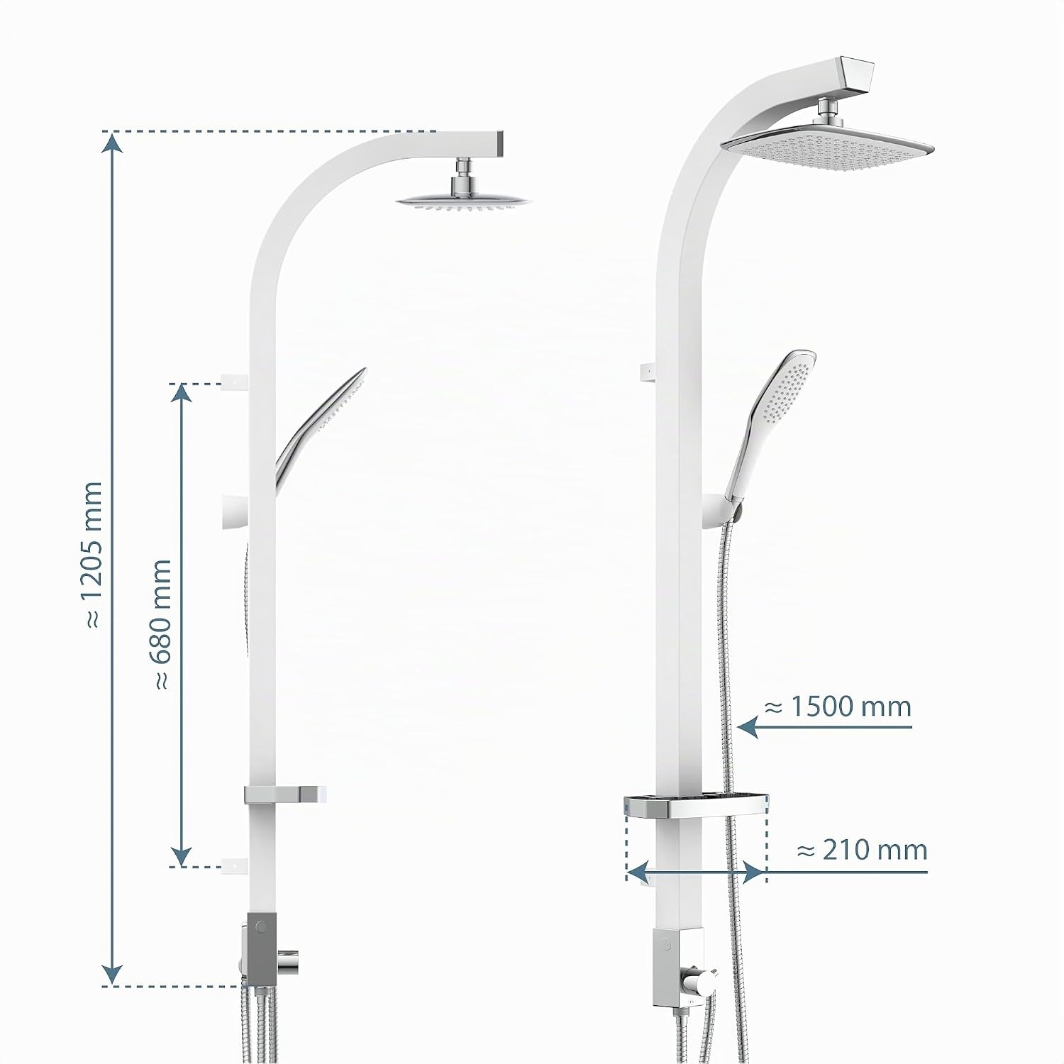 Schütte Madagaskar Douchesysteem met Regendouche - Aluminium - Wit