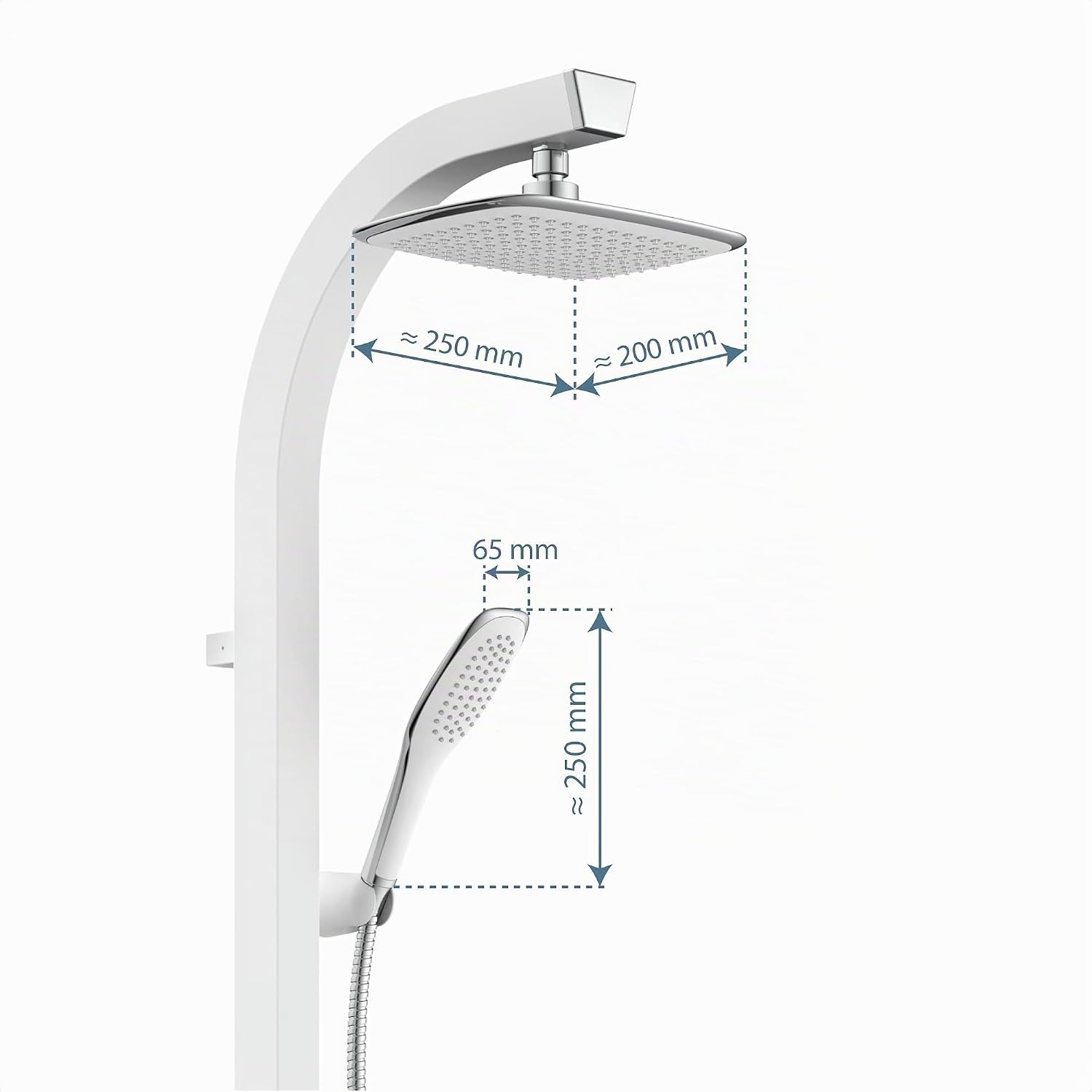 Schütte Madagaskar Douchesysteem met Regendouche - Aluminium - Wit