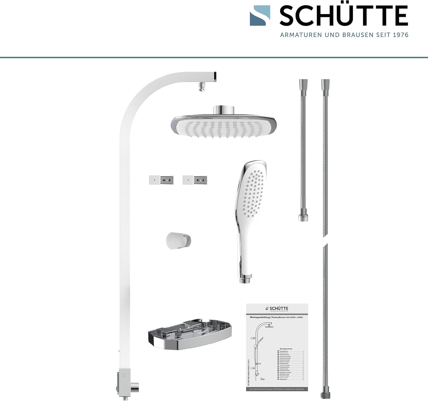 Schütte Madagaskar Douchesysteem met Regendouche - Aluminium - Wit