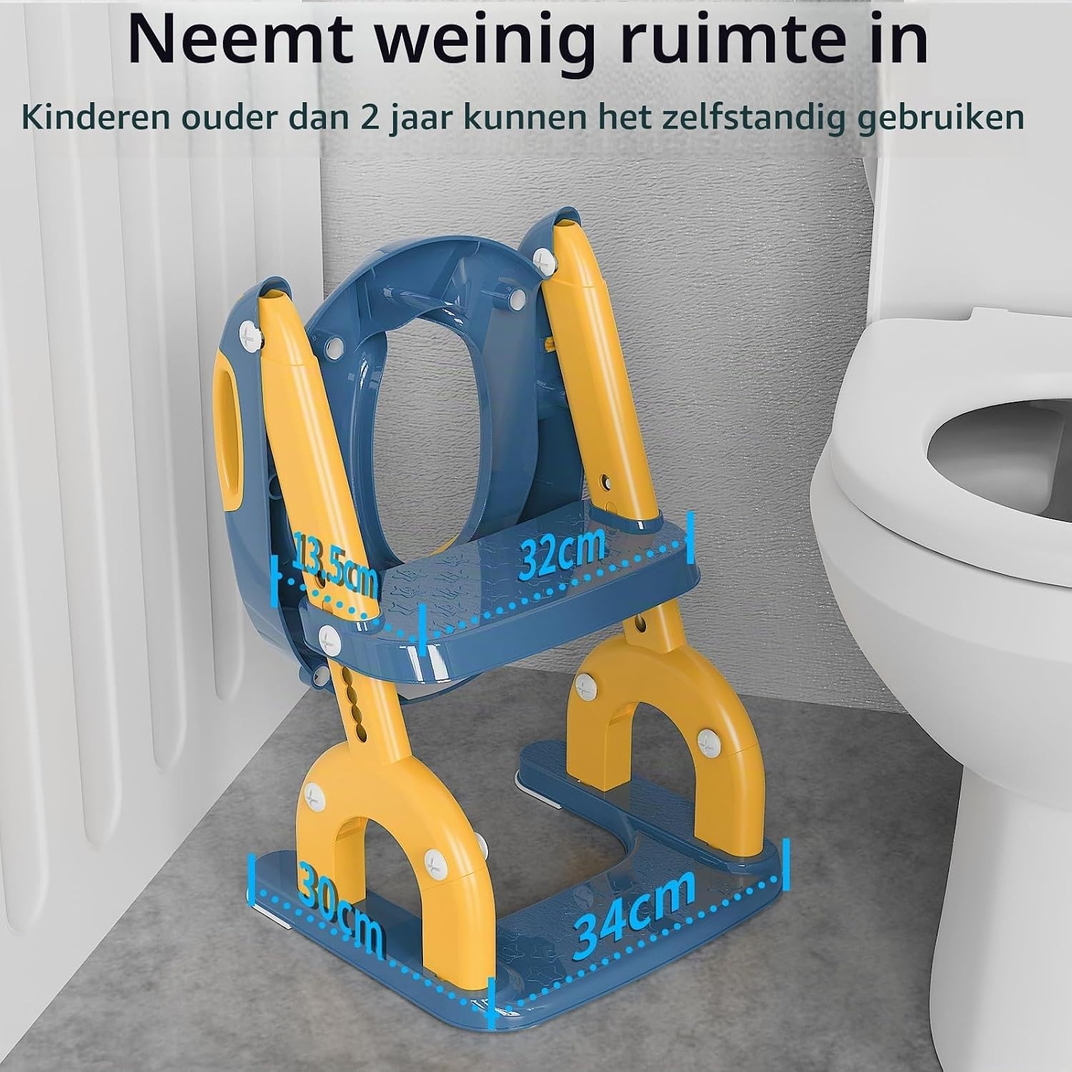 KYYOKE Kindertoiletbril met Trapje - Verstelbare Potjestrainer - Blauw/Geel
