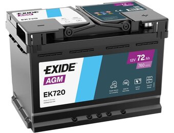 Exide EK720 AGM Autoaccu 72Ah 760A - 278x175x190 mm