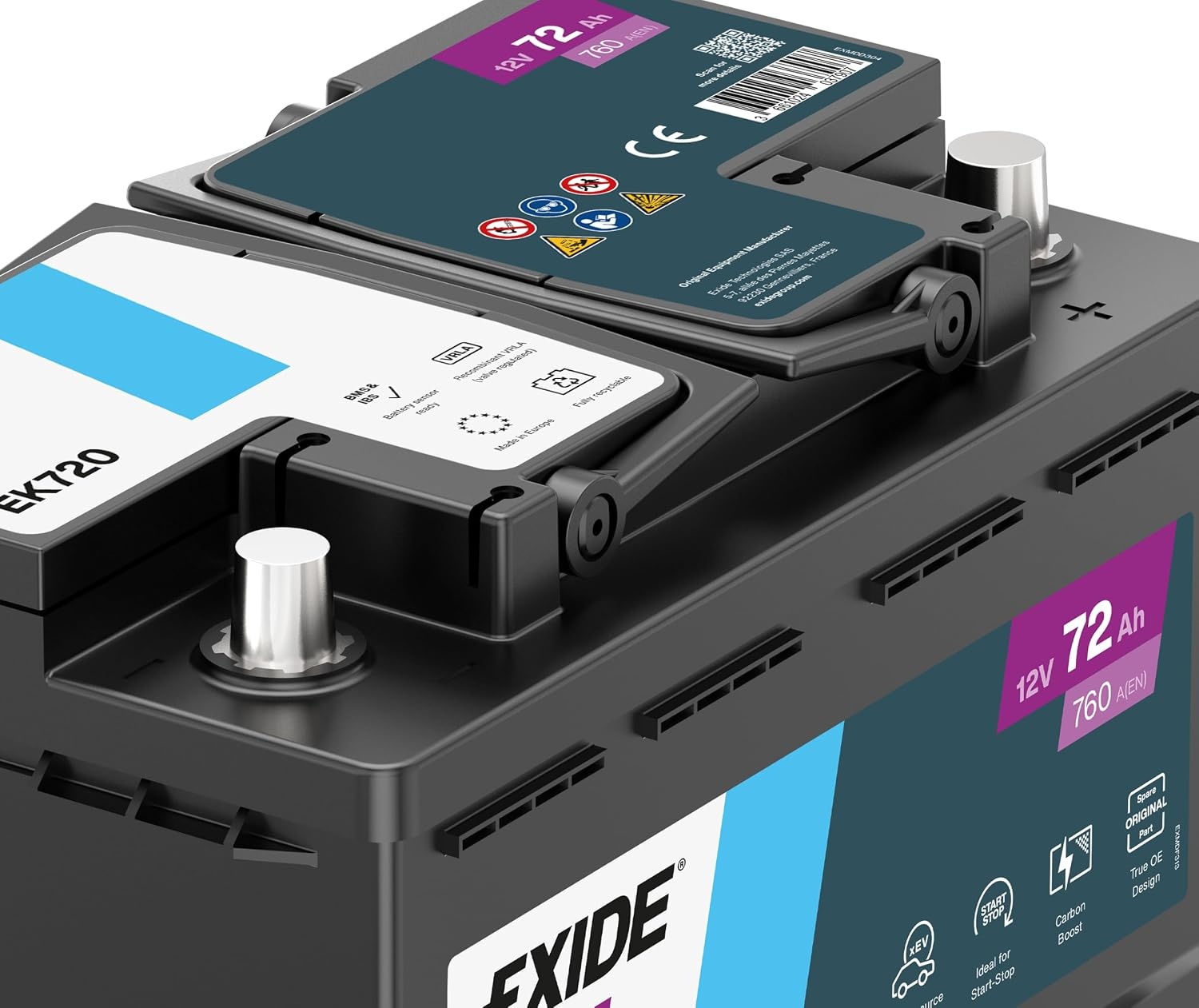Exide EK720 AGM Autoaccu 72Ah 760A - 278x175x190 mm