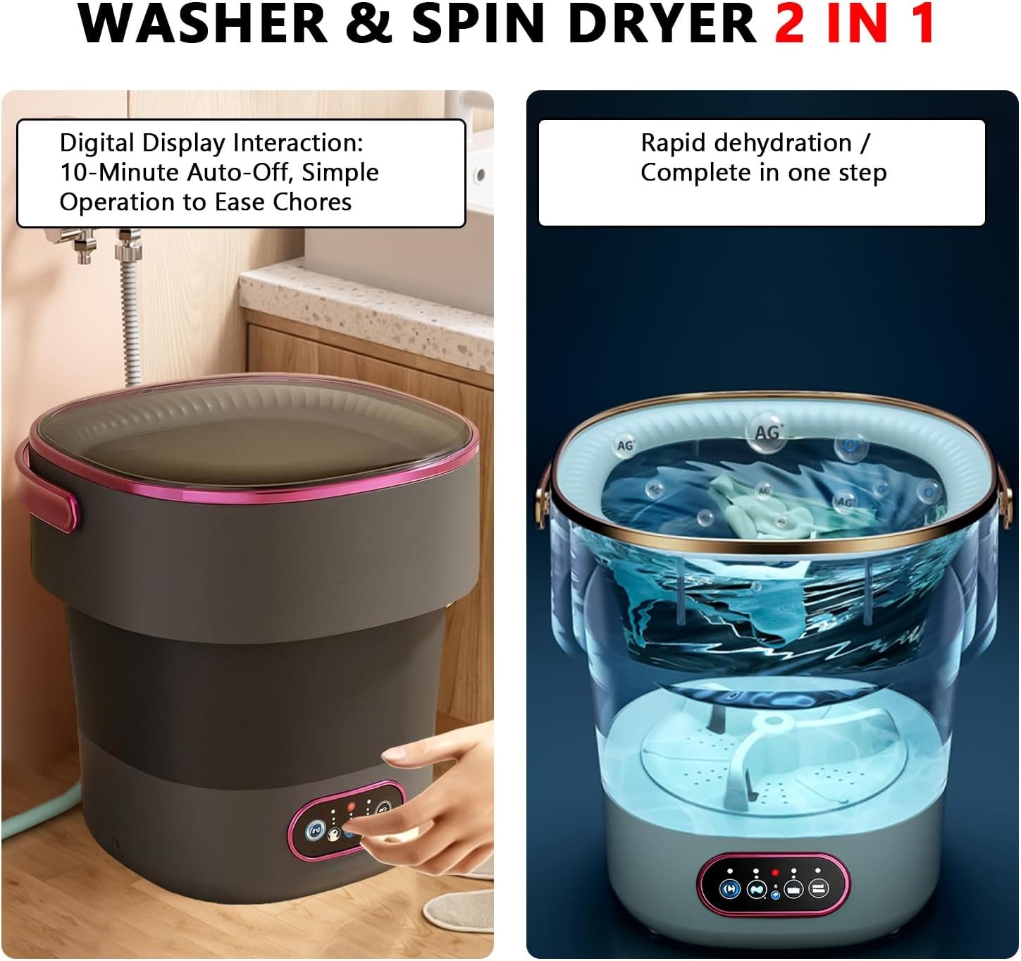 Mini Wasmachine 15L Draagbare Mini-Wasmachine Reiswasmachine