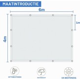 Wit waterdicht buitenzeil, dekzeil met oogjes van polyethyleen, waterdicht zeil voor buiten, tuin, paviljoen, camping, zwembad, auto, boot, hout, 4 x 6 m