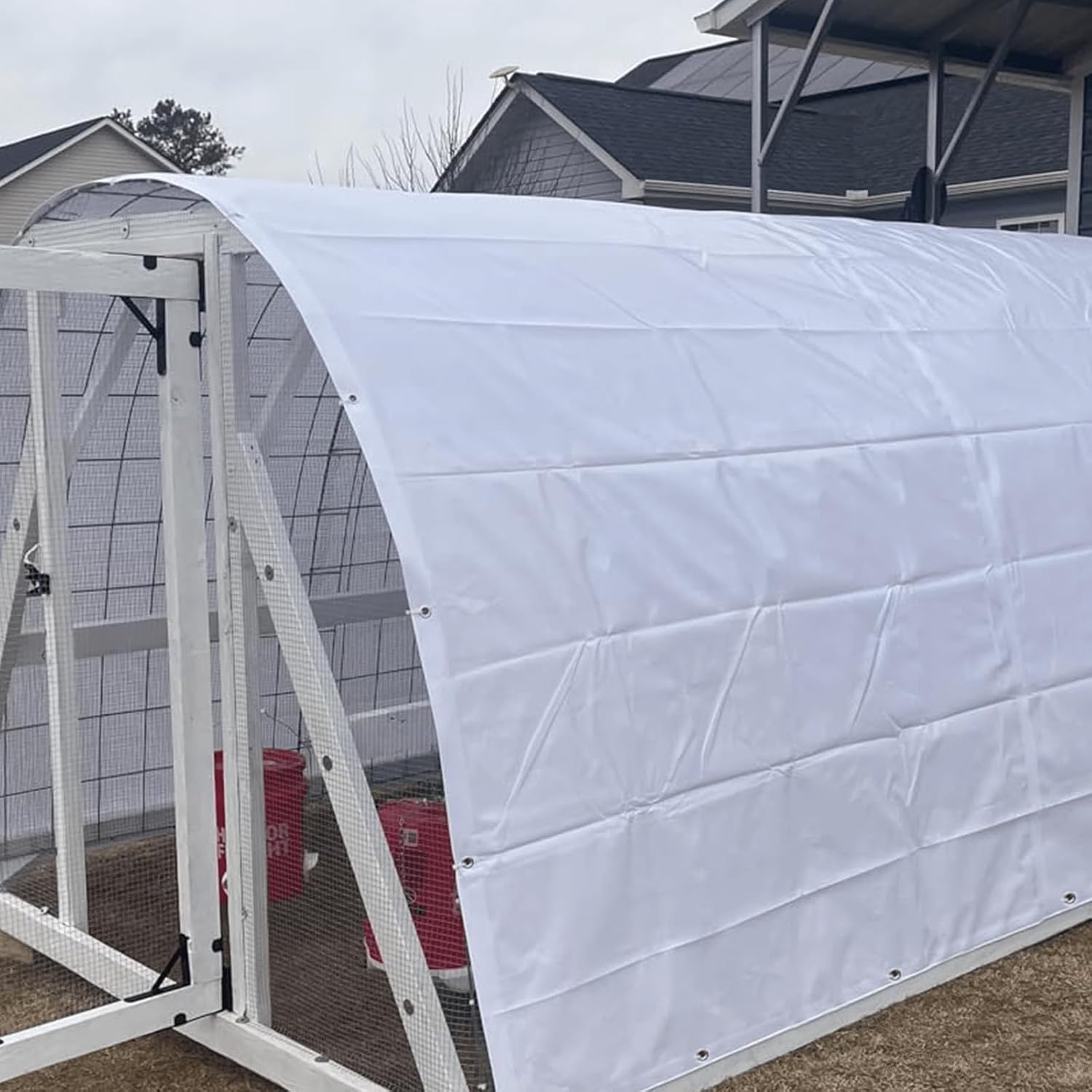 Wit waterdicht buitenzeil, dekzeil met oogjes van polyethyleen, waterdicht zeil voor buiten, tuin, paviljoen, camping, zwembad, auto, boot, hout, 4 x 6 m
