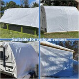 Wit waterdicht buitenzeil, dekzeil met oogjes van polyethyleen, waterdicht zeil voor buiten, tuin, paviljoen, camping, zwembad, auto, boot, hout, 4 x 6 m